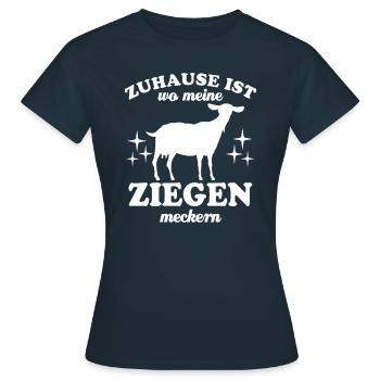 Zuhause ist wo meine Ziegen meckern - Spruch - Frauen T-Shirt - Navy - Vorne - AI Model Female 172 dark (172cm)