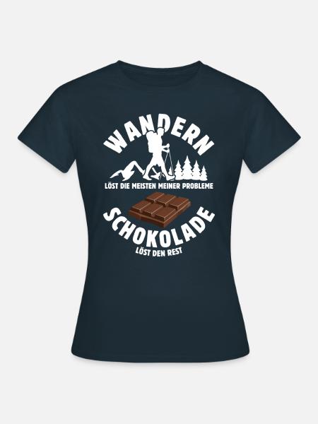 Wandern löst meine Probleme - Schoko Spruch - Frauen T-Shirt - Navy