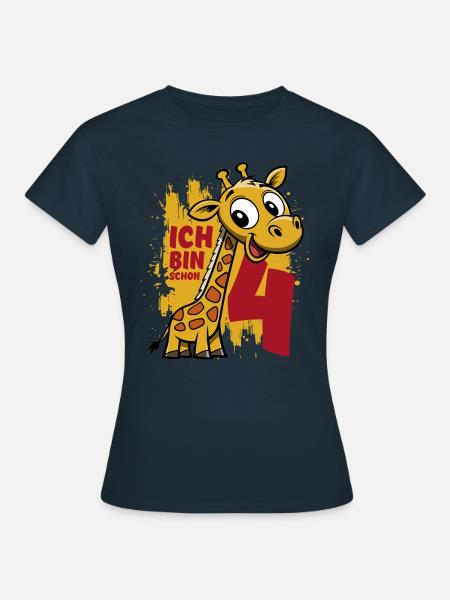 Ich bin schon 4 Geburtstag - Giraffe - Frauen T-Shirt - Navy