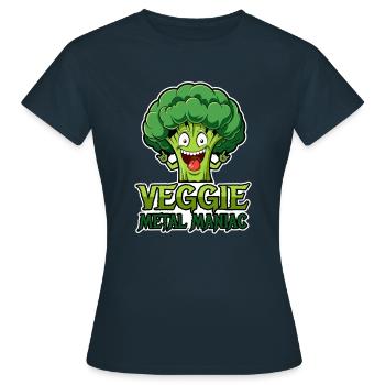 Veggie Metal Maniac - Musique Vegan - Dicton - T-shirt Femme - marine - Devant - AI Model Female 172 dark (172cm)
