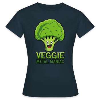 Veggie Metal Maniac - Musique Vegan - Dicton - T-shirt Femme - marine - Devant - AI Model Female 172 dark (172cm)