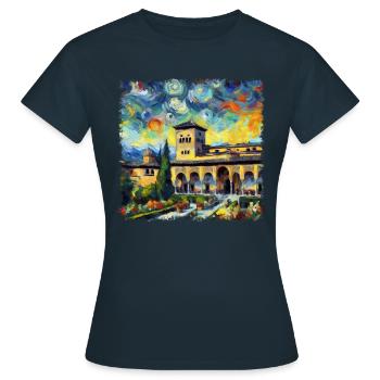 Ikonischer Alhambra-Palast im Van-Gogh-Stil - Frauen T-Shirt - Navy - Vorne - AI Model Female 172 dark (172cm)