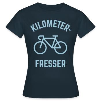 Kilometerfresser (Rennrad Fahren / Radrennen) - Frauen T-Shirt - Navy - Vorne - AI Model Female 172 dark (172cm)