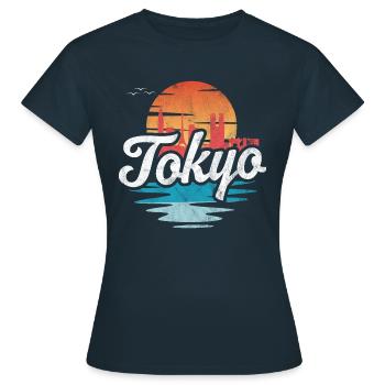 Tokio - Frauen T-Shirt - Navy - Vorne - AI Model Female 172 dark (172cm)