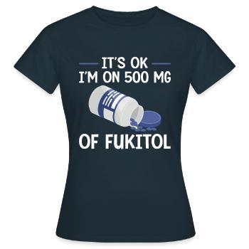 Fukitol Pharma Humour Soulagement du Stress Tee - T-shirt Femme - marine - Devant - AI Model Female 172 dark (172cm)