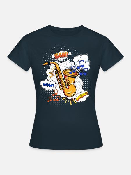 Saxophon Comicstyle - Frauen T-Shirt - Navy