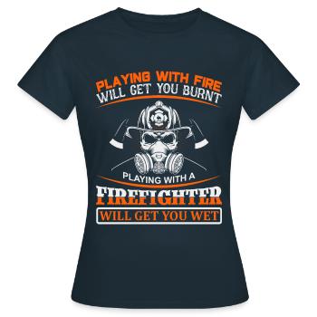 Pompier Pompier Hache Pompier Pompier Volontaire - T-shirt Femme - marine - Devant - AI Model Female 172 dark (172cm)