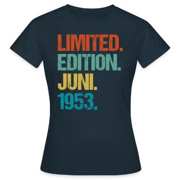 70. Geburtstag 70 Jahre Juni 1953 - Frauen T-Shirt - Navy - Vorne - AI Model Female 172 dark (172cm)
