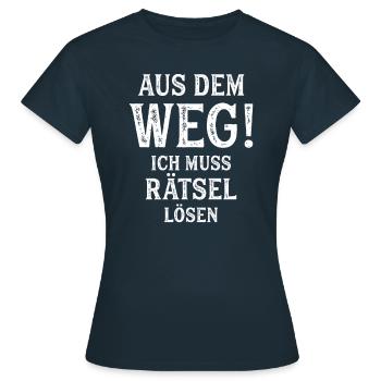 Rätsel Lustiger Spruch - Frauen T-Shirt - Navy - Vorne - AI Model Female 172 dark (172cm)