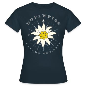 Edelweiss Windrose - Frauen T-Shirt - Navy - Vorne - AI Model Female 172 dark (172cm)
