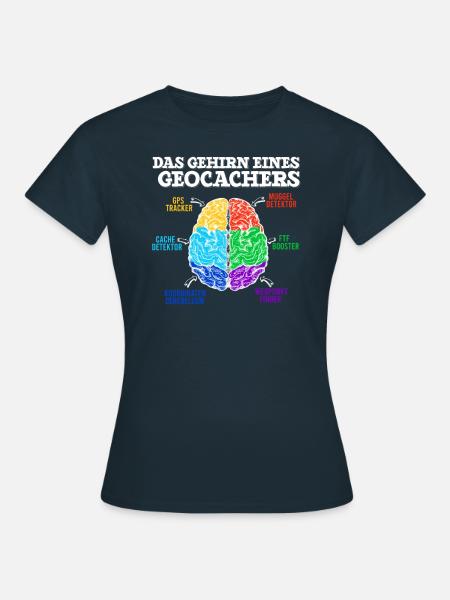 Lustiges Geocaching Design Gehirn eines Geocacher - Frauen T-Shirt - Navy