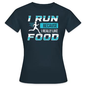 Je cours parce que j’aime beaucoup food Funny Runner - T-shirt Femme - marine - Devant - AI Model Female 172 dark (172cm)