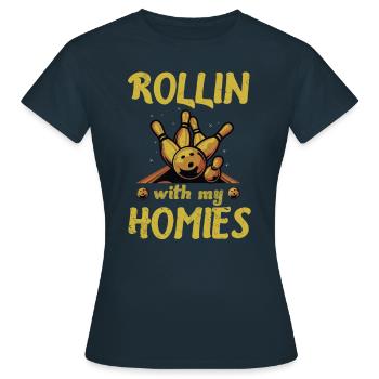Rollin avec mon cadeau homies Retro Bowling - T-shirt Femme - marine - Devant - AI Model Female 172 dark (172cm)