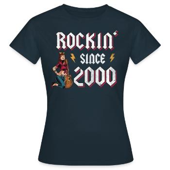Rockin depuis 2000 Fan de musique rock 22e anniversaire - T-shirt Femme - marine - Devant - AI Model Female 172 dark (172cm)