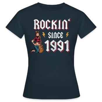 Rockin depuis 1991 Fan de musique rock 31e anniversaire - T-shirt Femme - marine - Devant - AI Model Female 172 dark (172cm)