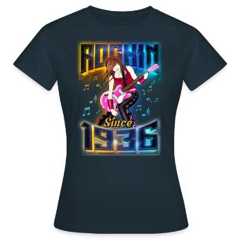 Rockin depuis 1936 Fan de musique rock 86e anniversaire - T-shirt Femme - marine - Devant - AI Model Female 172 dark (172cm)