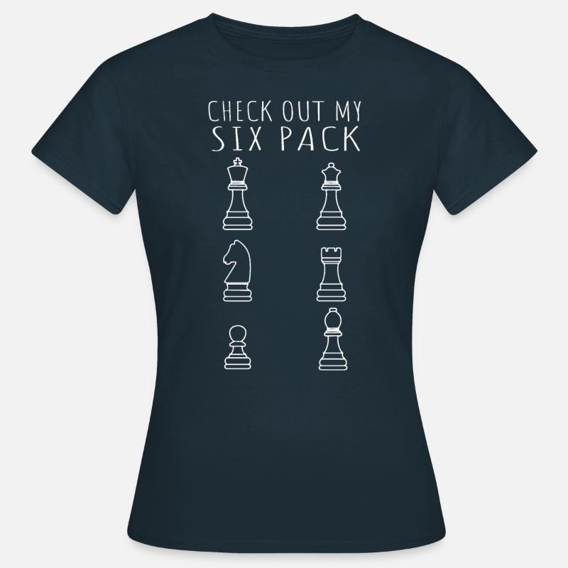 Check Out My Sixpack Funny Chess Player - Women's T-Shirt - navy