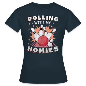 Rouler avec mon cadeau Homies Retro Bowling - T-shirt Femme - marine - Devant - AI Model Female 172 dark (172cm)