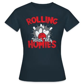 Rouler avec mon cadeau Homies Retro Bowling - T-shirt Femme - marine - Devant - AI Model Female 172 dark (172cm)