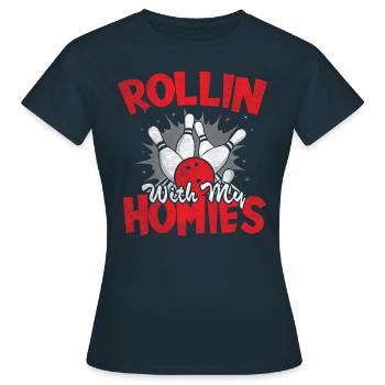 Rollin avec mon cadeau Homies Retro Bowling - T-shirt Femme - marine - Devant - AI Model Female 172 dark (172cm)