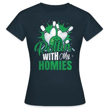 Rollin avec mon cadeau Homies Retro Bowling - T-shirt Femme - marine - Devant - AI Model Female 172 dark (172cm)
