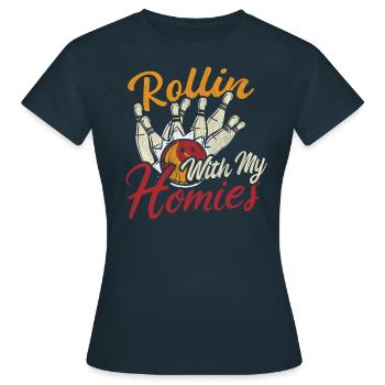 Rollin avec mon cadeau Homies Retro Bowling - T-shirt Femme - marine - Devant - AI Model Female 172 dark (172cm)