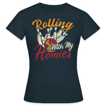 Rouler avec mon cadeau Homies Retro Bowling - T-shirt Femme - marine - Devant - AI Model Female 172 dark (172cm)