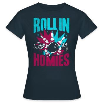 Rollin avec mon cadeau Homies Retro Bowling - T-shirt Femme - marine - Devant - AI Model Female 172 dark (172cm)