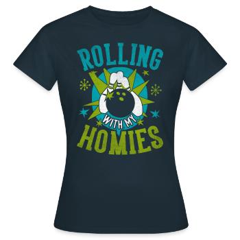Rouler avec mon cadeau Homies Retro Bowling - T-shirt Femme - marine - Devant - AI Model Female 172 dark (172cm)