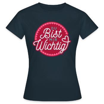 Du bist mir Wichtig Valentinstag Partnerschaft - Frauen T-Shirt - Navy - Vorne - AI Model Female 172 dark (172cm)