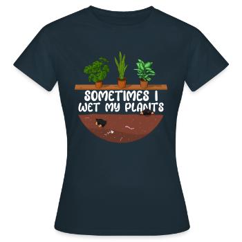 ich gieße meine Pflanzen - Frauen T-Shirt - Navy - Vorne - AI Model Female 172 dark (172cm)