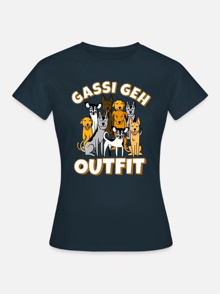 Hunde Gassi gehen - Frauen T-Shirt - Navy