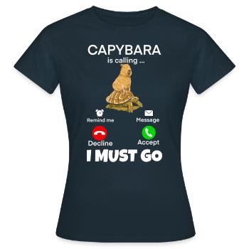 Capybara telefonieren - Frauen T-Shirt - Navy - Vorne - AI Model Female 172 dark (172cm)
