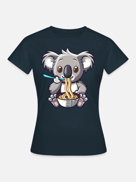 Koala isst Ramen Nudeln - Frauen T-Shirt - Navy