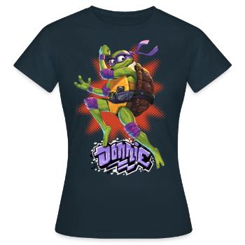 TMNT Mutant Mayhem Turtle Donnie - T-shirt Femme - marine - Devant - AI Model Female 172 dark (172cm)