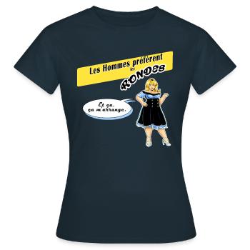 Les Hommes préfèrent les rondes - T-shirt Femme - marine - Devant - AI Model Female 172 dark (172cm)