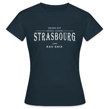 Strasbourg, France - T-shirt Femme - marine - Devant - AI Model Female 172 dark (172cm)