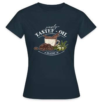 Simply Tastef-Oil & Healthy AF Olive Oil Coffee Fun - T-shirt Femme - marine - Devant - AI Model Female 172 dark (172cm)