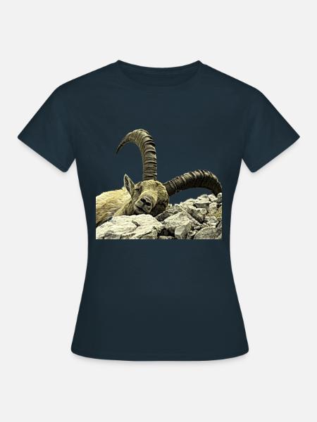Walser Steinbock Relax - Frauen T-Shirt - Navy