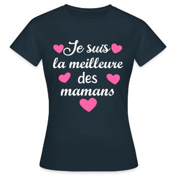 la meilleure des mamans, cadeau fête des mères - T-shirt Femme - marine - Devant - AI Model Female 172 dark (172cm)