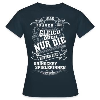 Unihockey - Frauen T-Shirt - Navy - Vorne - AI Model Female 172 dark (172cm)