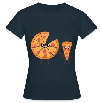 Pizza Eltern und Kind kawaii lustig - Frauen T-Shirt - Navy - Vorne - AI Model Female 172 dark (172cm)