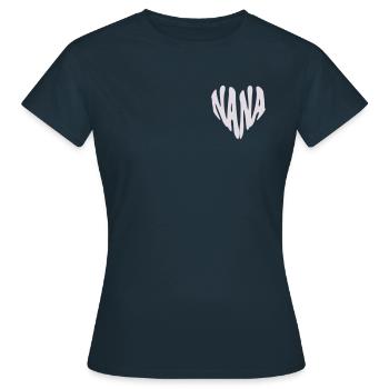 Nana - Small Heart Graphic (Custom Color) - Women's T-Shirt - navy - Front - AI Model Female 172 dark (172cm)