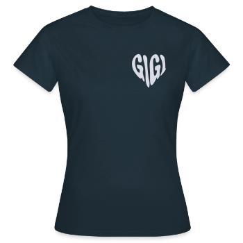 Gigi - Small Heart Graphic (Custom Color) - Women's T-Shirt - navy - Front - AI Model Female 172 dark (172cm)