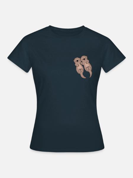 Otter halten Händchen - Frauen T-Shirt - Navy