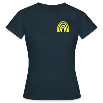 Yellow rainbow with heart - Women's T-Shirt - navy - Front - AI Model Female 172 dark (172cm)