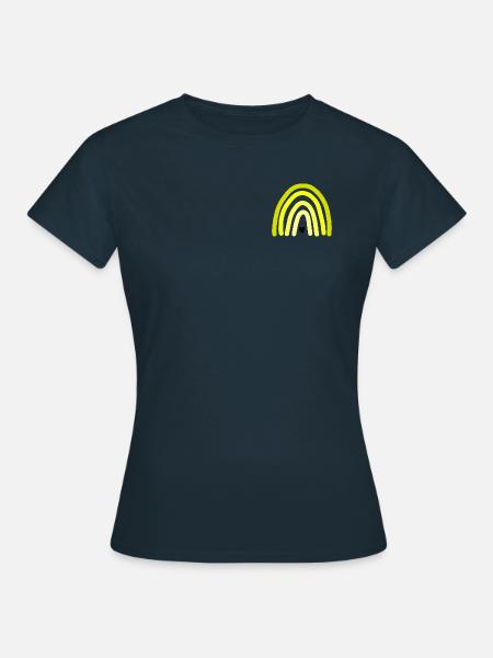 Gelber Regenbogen mit Herz - Frauen T-Shirt - Navy