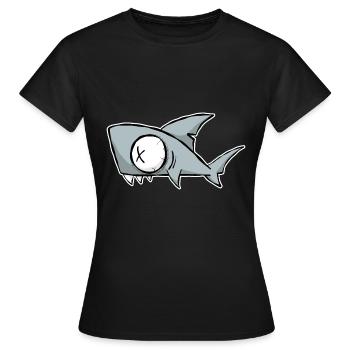 DRÔLE de REQUIN. STYLE BANDE DESSINÉE POUR L’ÉTÉ, LA PLAGE, LA MER - T-shirt Femme - noir - Devant - AI Model Female 172 dark (172cm)