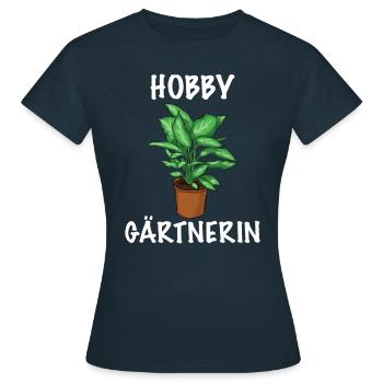 Hobby Gärtnerin für die Gartenarbeit Topfpflanze - Frauen T-Shirt - Navy - Vorne - AI Model Female 172 dark (172cm)