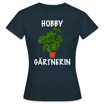 Hobby Gärtnerin für die Gartenarbeit Topfpflanze - Frauen T-Shirt - Navy - Vorne - AI Model Female 172 dark (172cm)